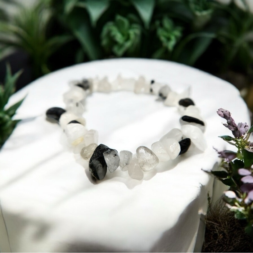 RARE BLACK RUTILATED QUARTZ BRACELET